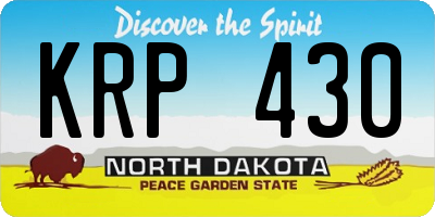 ND license plate KRP430