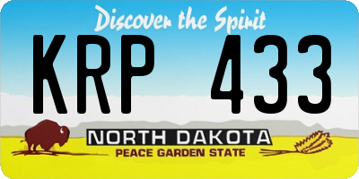 ND license plate KRP433