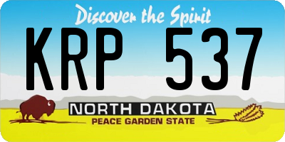 ND license plate KRP537