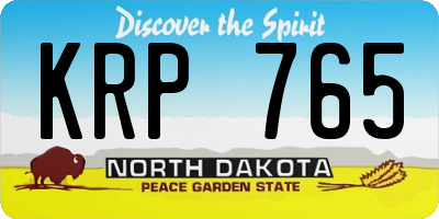 ND license plate KRP765