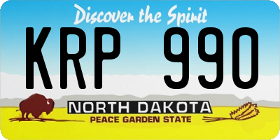ND license plate KRP990