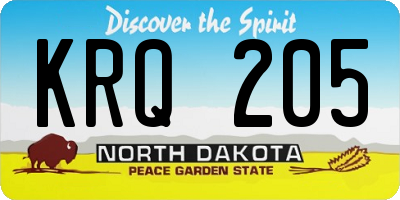 ND license plate KRQ205