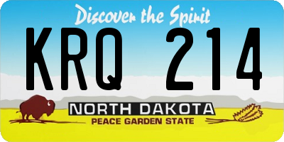 ND license plate KRQ214