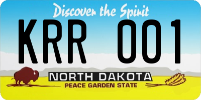 ND license plate KRR001