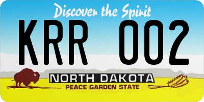 ND license plate KRR002