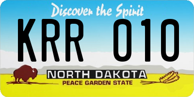 ND license plate KRR010