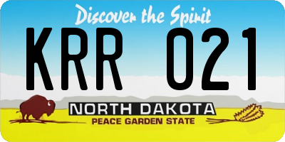 ND license plate KRR021