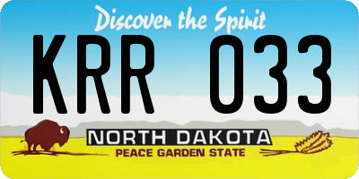 ND license plate KRR033