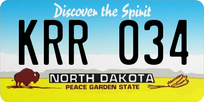 ND license plate KRR034