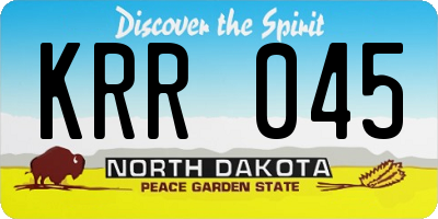 ND license plate KRR045