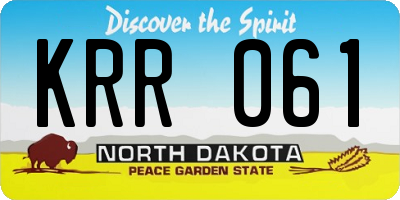 ND license plate KRR061