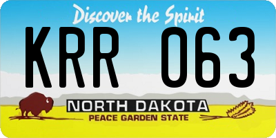 ND license plate KRR063