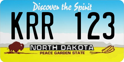 ND license plate KRR123