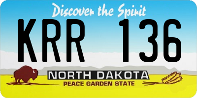 ND license plate KRR136