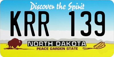 ND license plate KRR139