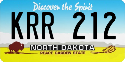 ND license plate KRR212
