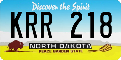 ND license plate KRR218