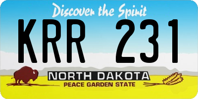 ND license plate KRR231