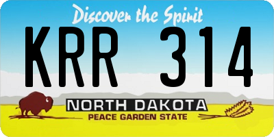 ND license plate KRR314