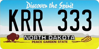 ND license plate KRR333