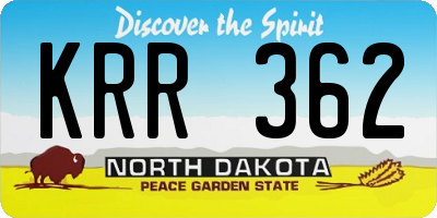 ND license plate KRR362