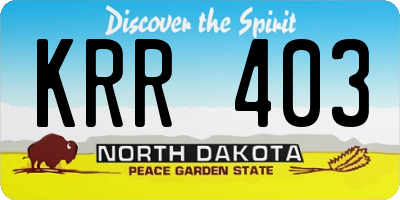 ND license plate KRR403