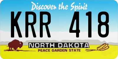 ND license plate KRR418