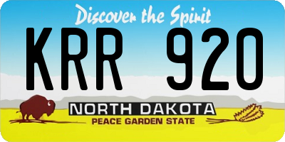 ND license plate KRR920