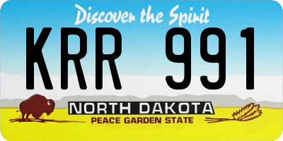 ND license plate KRR991