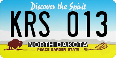 ND license plate KRS013