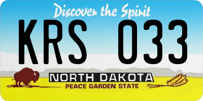 ND license plate KRS033