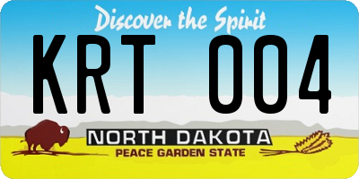 ND license plate KRT004