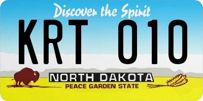 ND license plate KRT010