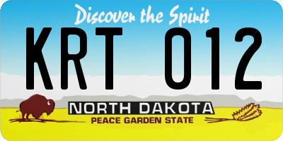 ND license plate KRT012