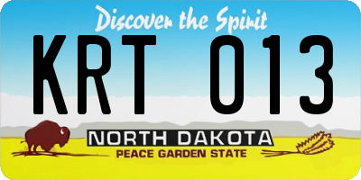 ND license plate KRT013