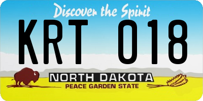 ND license plate KRT018