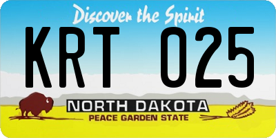 ND license plate KRT025