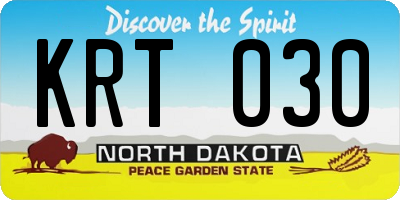 ND license plate KRT030