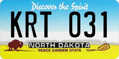 ND license plate KRT031