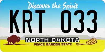 ND license plate KRT033