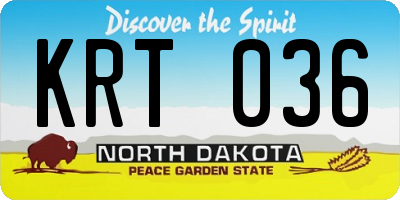 ND license plate KRT036