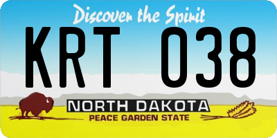 ND license plate KRT038