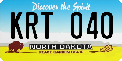 ND license plate KRT040