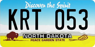 ND license plate KRT053