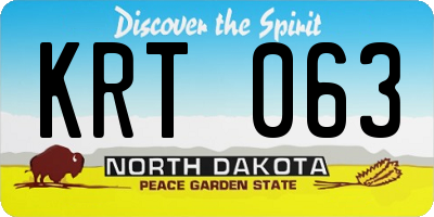 ND license plate KRT063