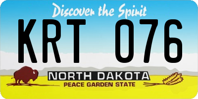 ND license plate KRT076