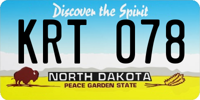 ND license plate KRT078