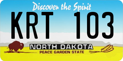 ND license plate KRT103