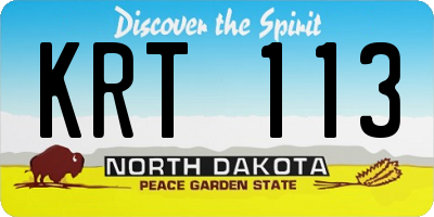 ND license plate KRT113