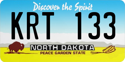 ND license plate KRT133